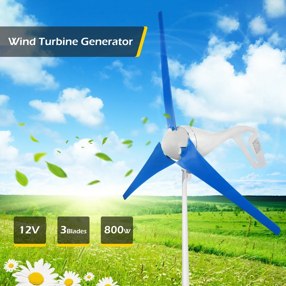 

800W 12V/24V Wind Turbine Generator with Controller 3 Blades Energy Generator Windmill for Marine RV Homes Industrial Energy