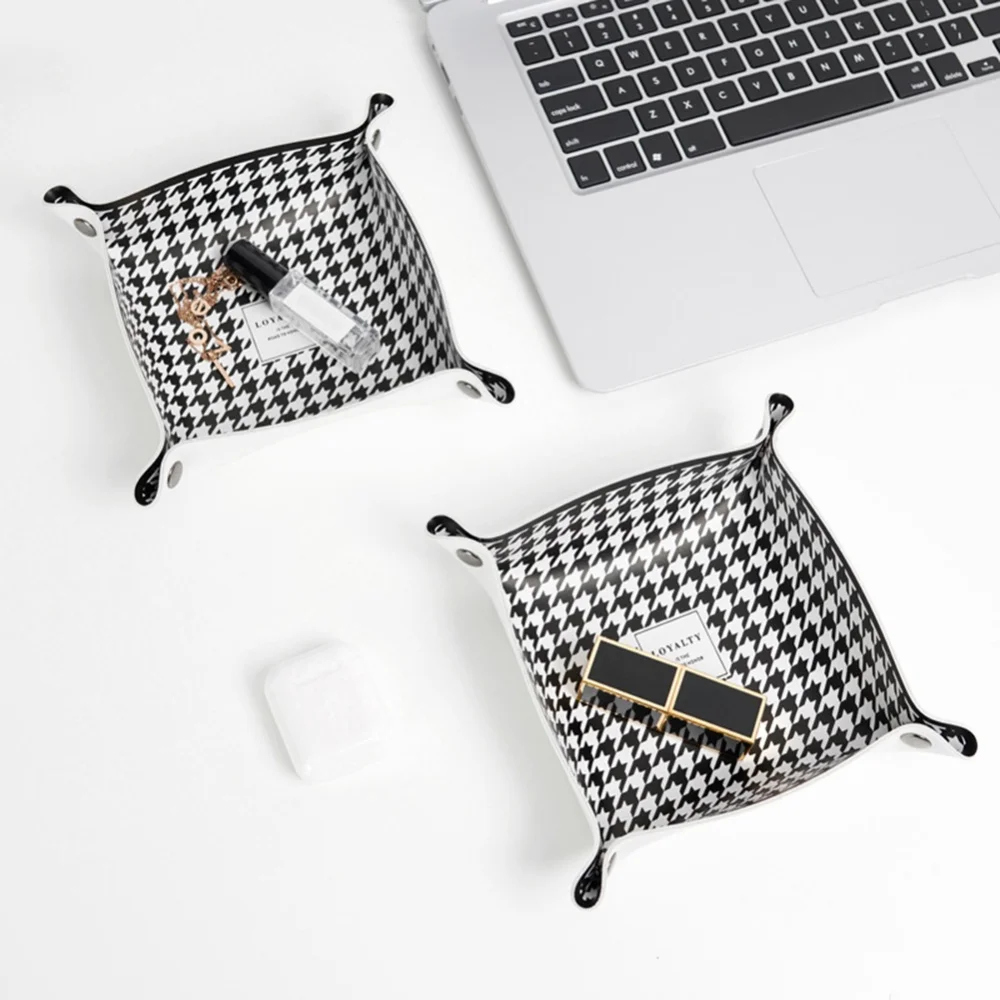 

Storage Box PU Leather Dormitory Desktop Sundries Storage Jewelry Cosmetics Storage Basket For Bedroom Desk Living Room