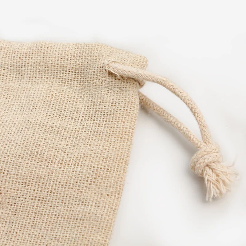 50PCS Linen Gift Bag Packaging Jewelry Cosmetic Makeup Cotton Drawstring Pouch Party Storage Sachet Print Logo Custom Sack |