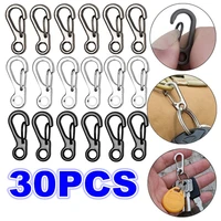 30pcs mini carabiner keychain zinc alloy d ring buckle spring carabiner snap hook clip keyrings outdoor camping car accessories