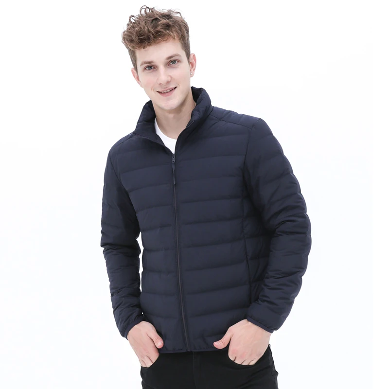 Man Stand-up Collar Puffer Jacket Soft Matt Waterproof Fabric Down Jackets Seamless Winter Autumn Warm Outerwear Coat Blazer