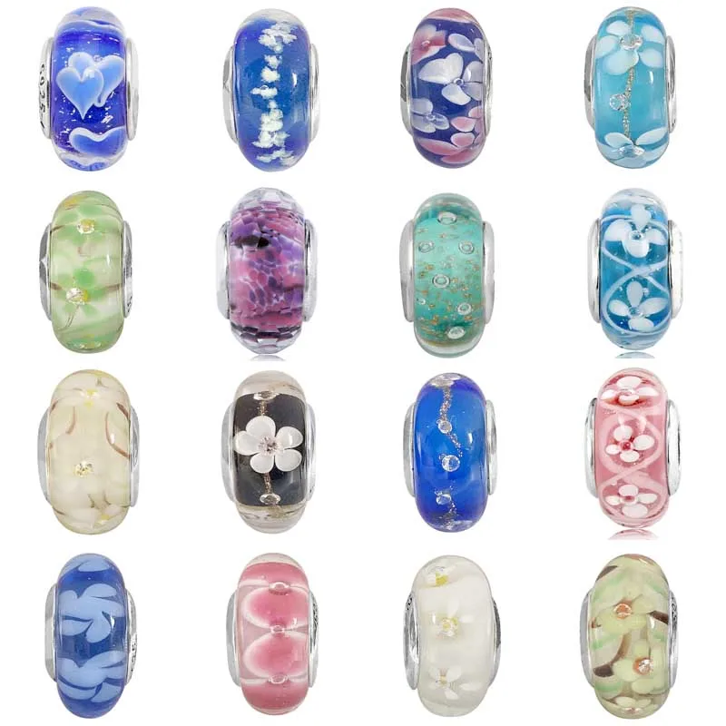 Белый и розовый цветок для сада берега моря подвеска браслета Pandora DIY ювелирные