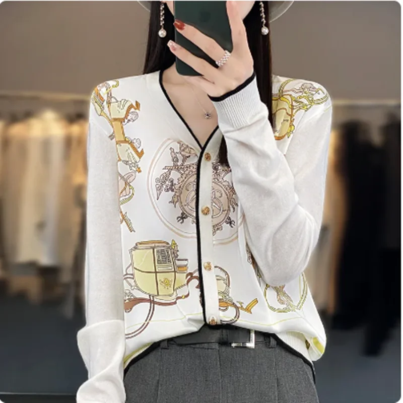 

Женский кардиган с v-образным вырезом, 100% шерсть, Кутюрье, шелк, новый, трикотажный мягкий, тонкий, топы