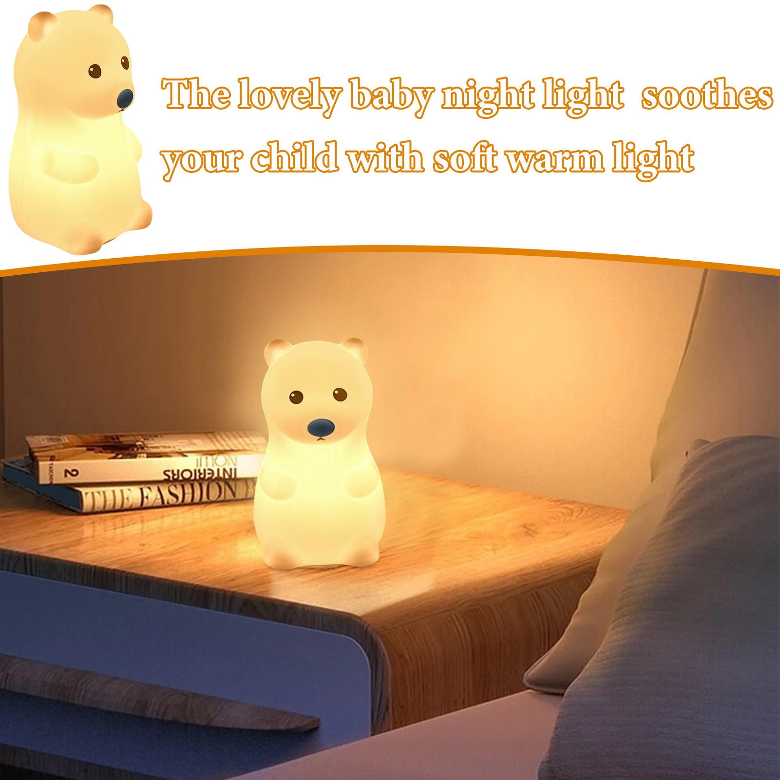 

Bear Night Light Sleeping Bear Bedside Lamp With Touch Sensor Dimmable Night Lamp Nursery Decor For Desk Bedrooms Living Room