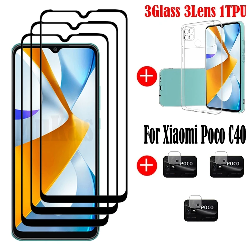 

Full Glue Tempered Glass For Xiaomi Poco C40 Screen Protector Glass For Xiaomi Poco C40 Lens Film For Xiaomi Poco C40 case