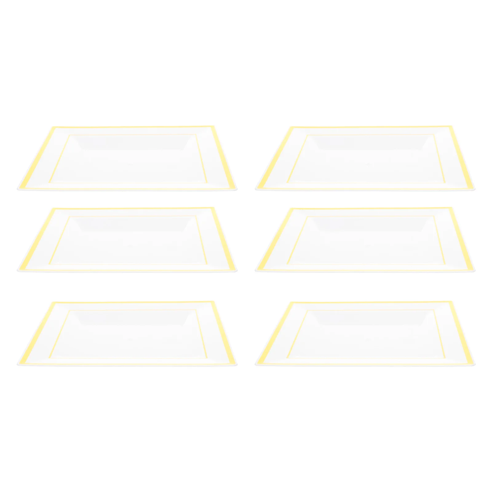 

6pcs European Styles Square Gold Rim Plates Steak Trays for Banquet Party