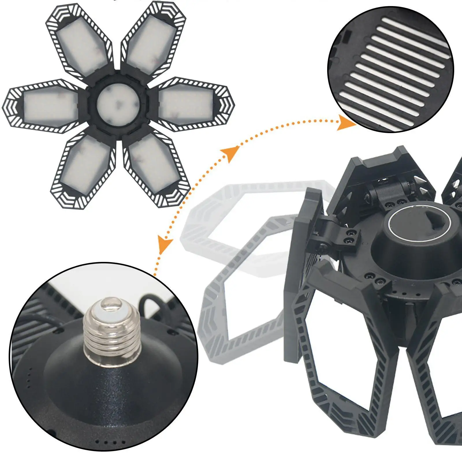 

6 панелей, 150 Вт, светодиодный светильник для гаража, лм, регулируемая деформируемая лампа, потолочный светильник для детской, складской, авт...