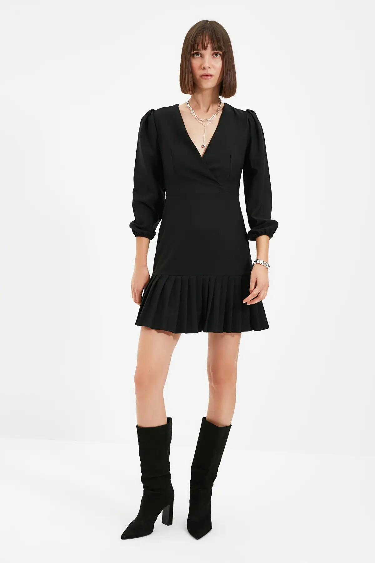 

Trendyol Piliseli Double Breasted Collar Dress TWOAW22EL0432