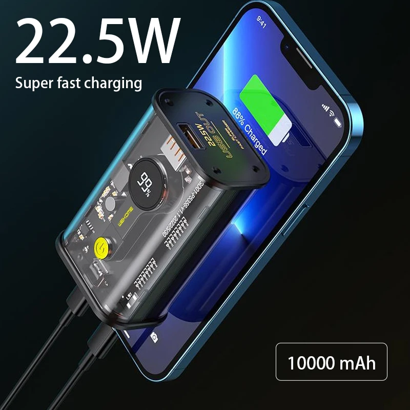 

WEKOME Transparent Cyberpunk Portable Power Bank 10000mAh PD20W Fast Charge Power Bank for Xiaomi Apple Huawei