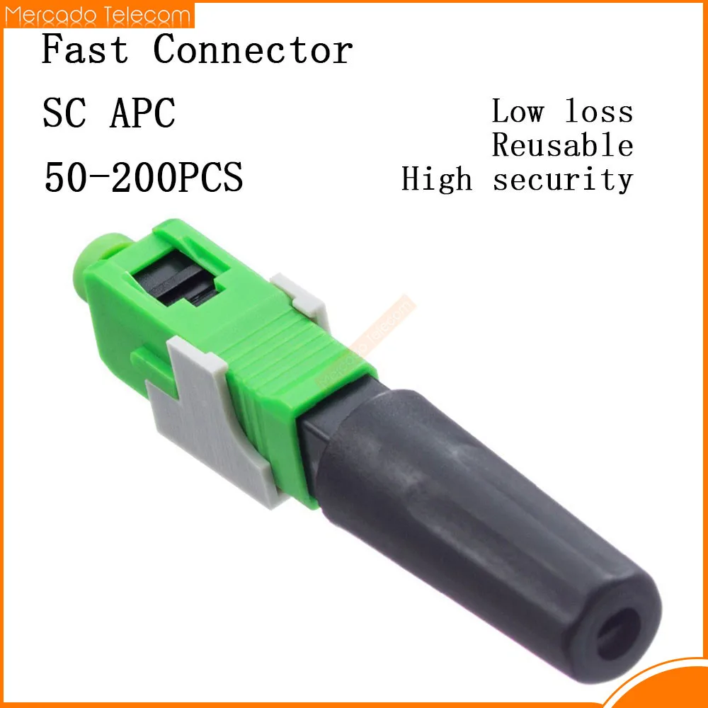 Newest 50-200pcs SC APC fast connector FTTH pre-bur fiber optic quick connector FTTH Cold Connector Tool Field Assembly Adapter