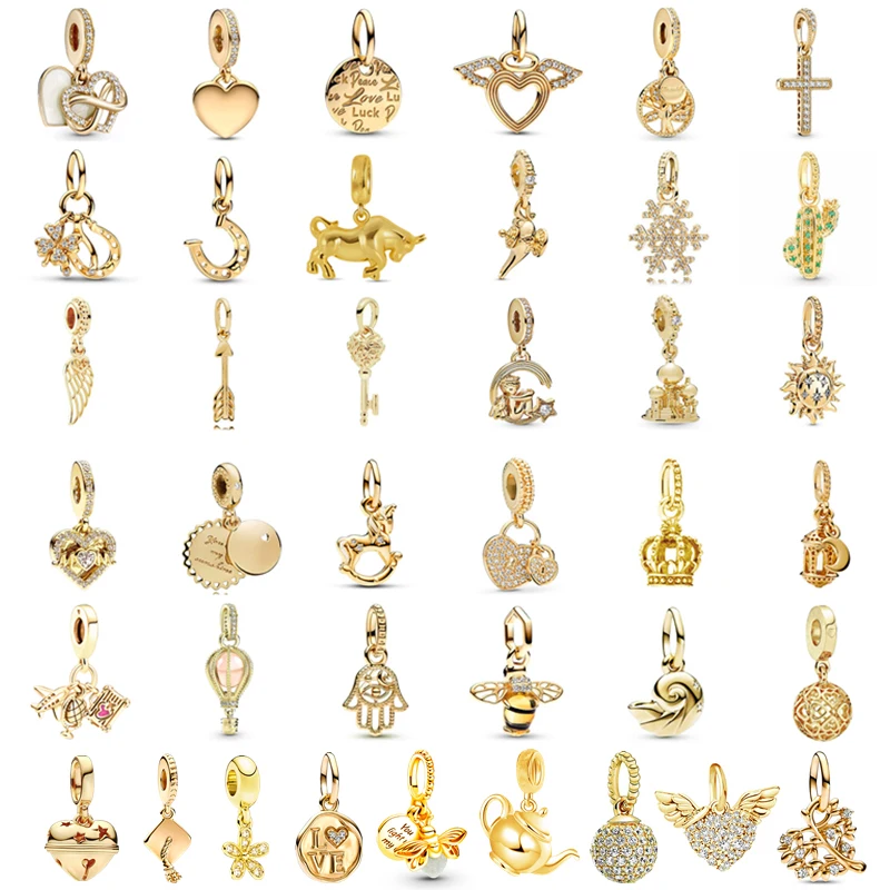 Позолоченные сверкающие бусины-подвески в виде ракушек семейного дерева