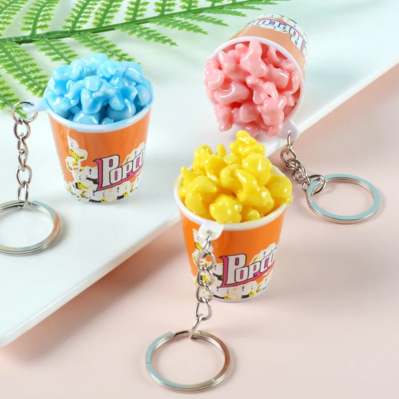

PVC simulation food keychain popcorn model keychain mobile phone keychain ring pendant creative gift small pendant K4921
