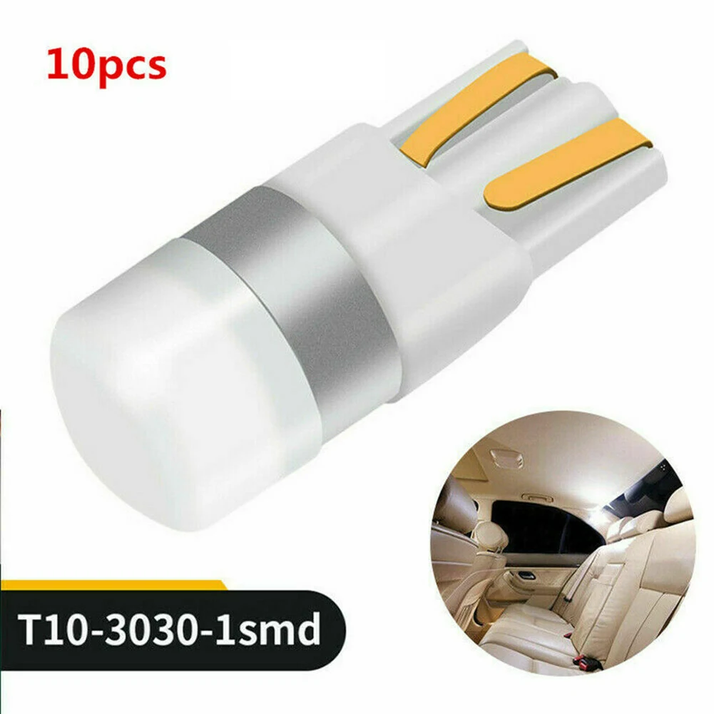 

10x DC 12V 200lm Glass Base T10 W 5W LED 3030 1SMD Interior Parking Light Bulb Car Reading Light Replacement Part
