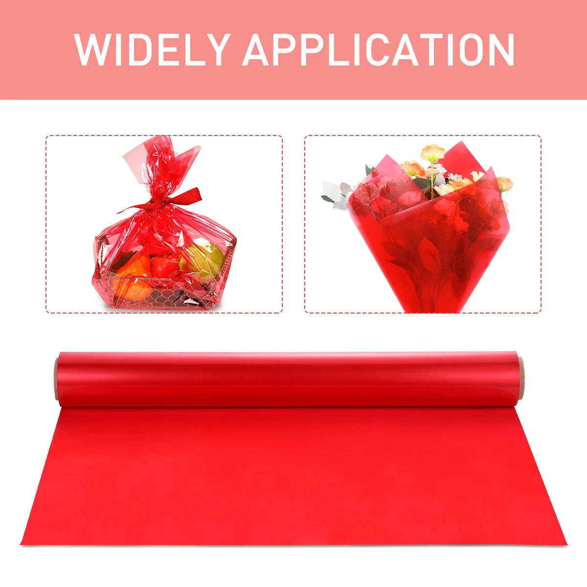 Целофановая пленка STOBOK рулон целлофановой пленки толщиной 3 мил ярко-красные