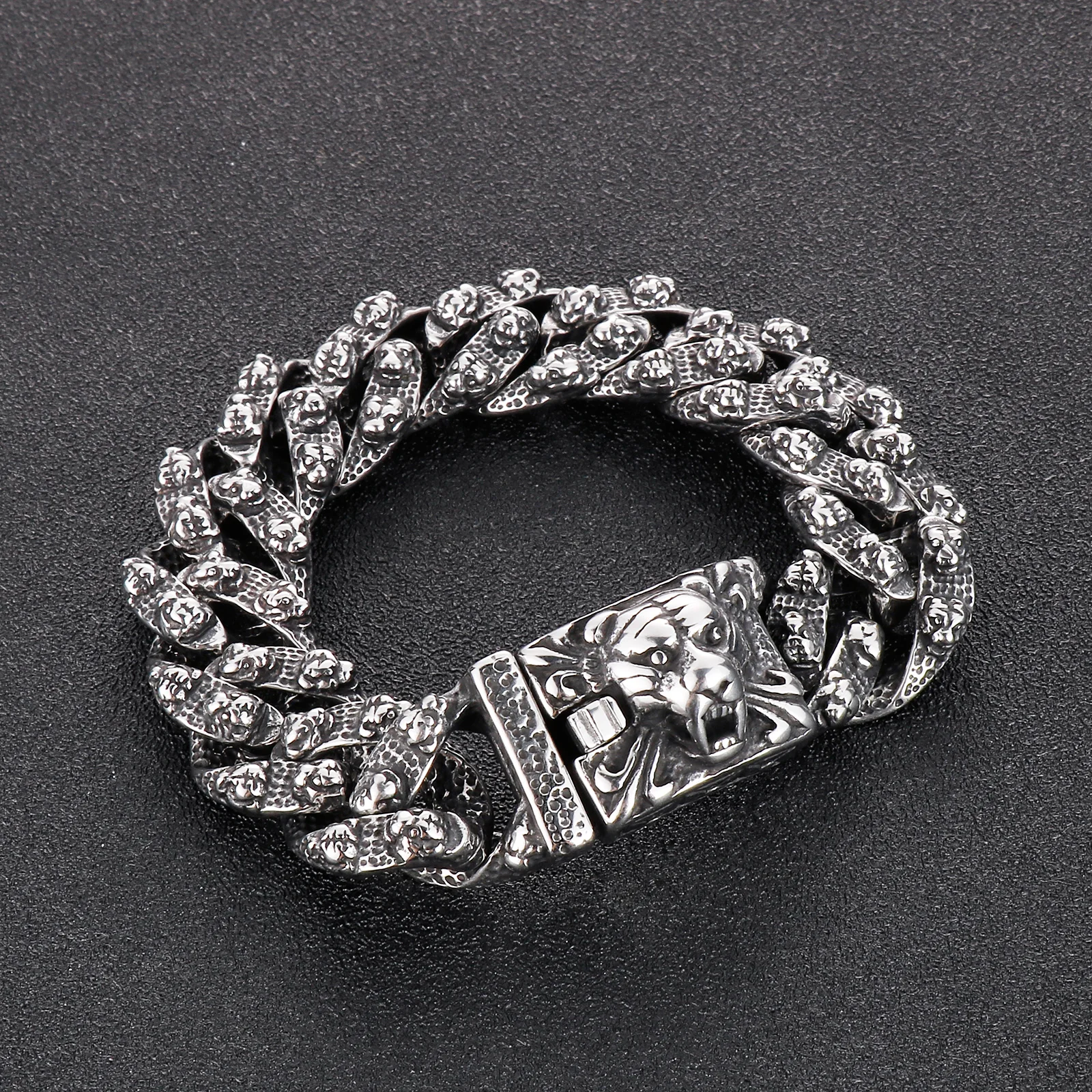 Властный тигр браслет с головой из прочной нержавеющей стали кубинский