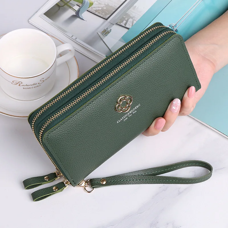 

2022 Korea New Phone Purse Women Wallet Big Female Purse Leather Brand Retro Ladies Long Woman Wallets Card Clutch Double Zipper