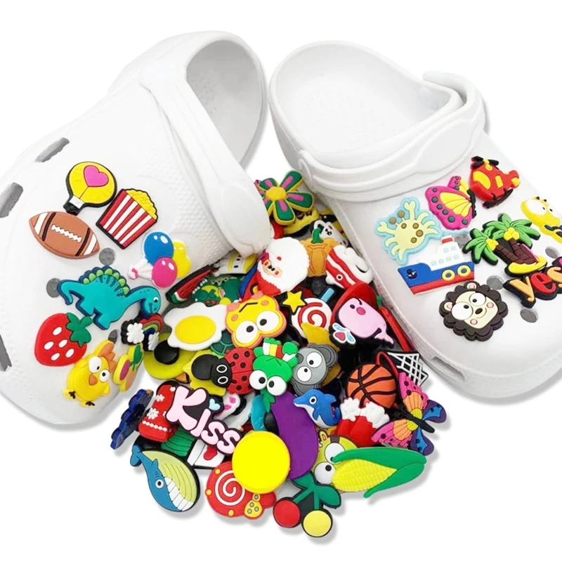 

Shoe Decoration Charms Bulk 100Pcs Girls Colorful Decorative Lovely PVC Shoe Charm Buckle Party Dress Shoe Dropshipping