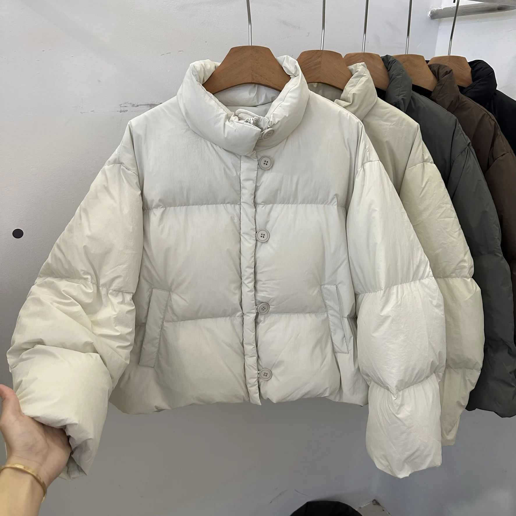 Корейская серия однобортный пуховик с воротником-стойкой верхняя одежда для