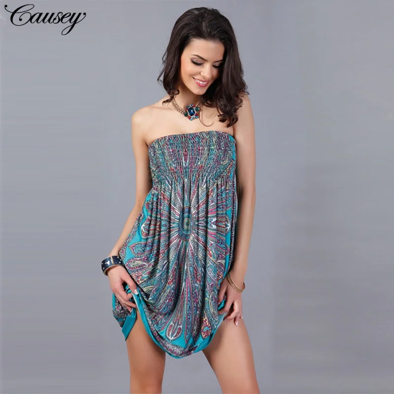 

AliExpress Hot Sale European and American Wrapped Chest Nipped-Waist Medium Skirt Large Size Printed Milk Silk Ice Silk off-Shou