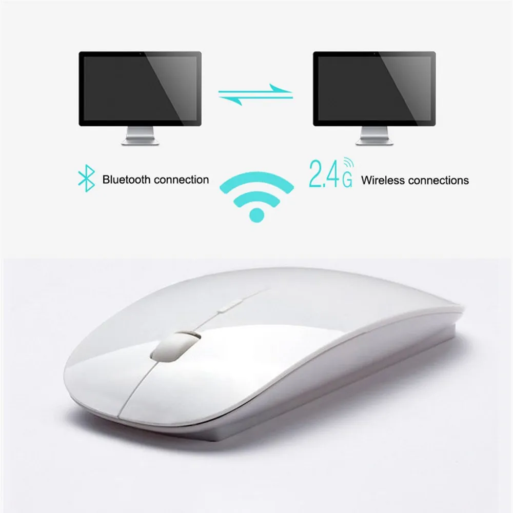 

Wireless Dual Mode 2 In 1 Cordless Bluetooth 5.0 + 2.4Ghz Mouse 1600 DPI Ultra-thin Ergonomic Portable Optical Mice For PC Sale