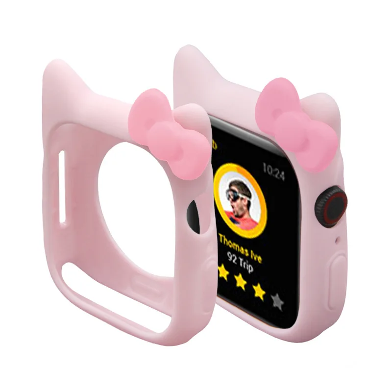 Чехол для Apple Watch Hello Kitty защитный чехол Iwatch 38 40 42 44 мм мягкий силиконовый Сменный
