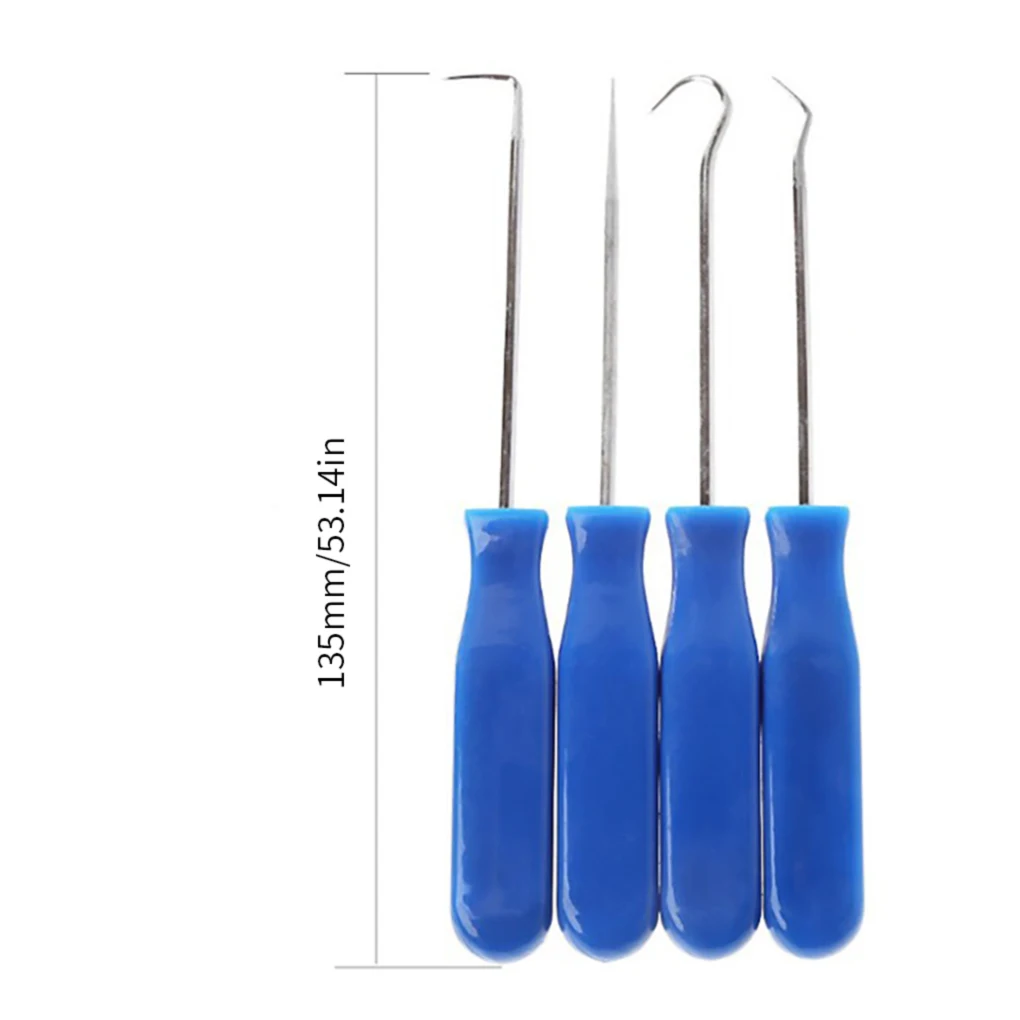 

4Pcs Hook and Pick Set Long Reach Oil O-Ring Seal Remover Pick Soft Grip Car Auto Mini Puller