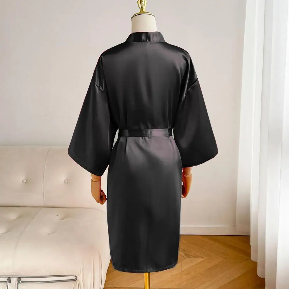 Женский халат из ледяного шелка атласная пижама на шнуровке свободная