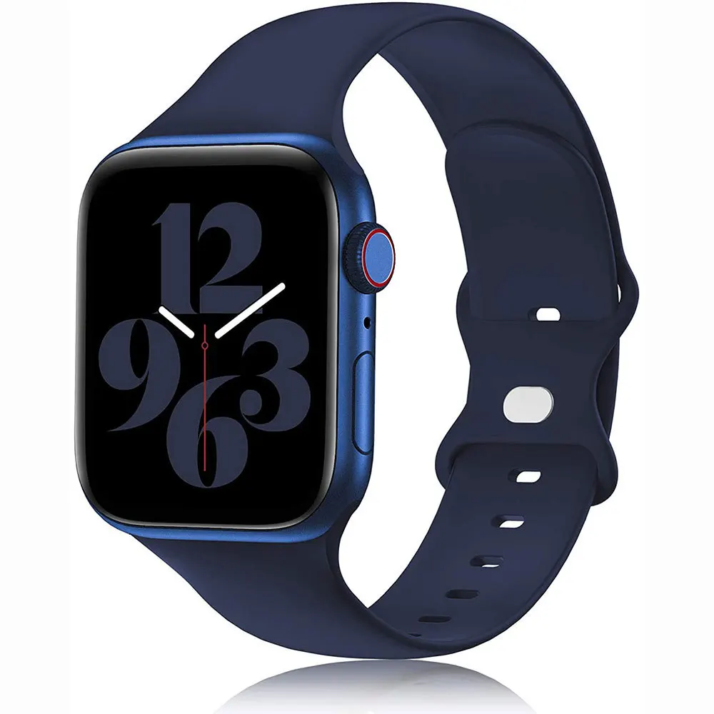 

Ремешок силиконовый для Apple Watch band, браслет для iWatch series 3 4 5 6 SE 7, 45 мм 41 мм 44 мм 40 мм 38 мм 42 мм