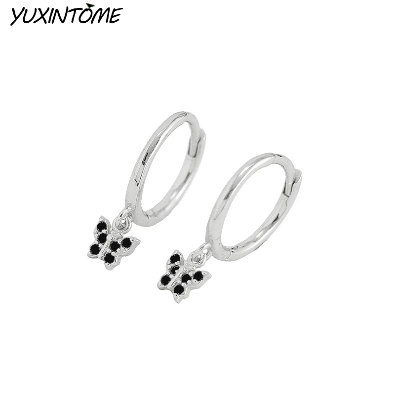 

925 Sterling Silver Needle Delicate Butterfly Earrings Female Charm Trend Hoop Earrings for Women Light Luxury Jewelry Aretes