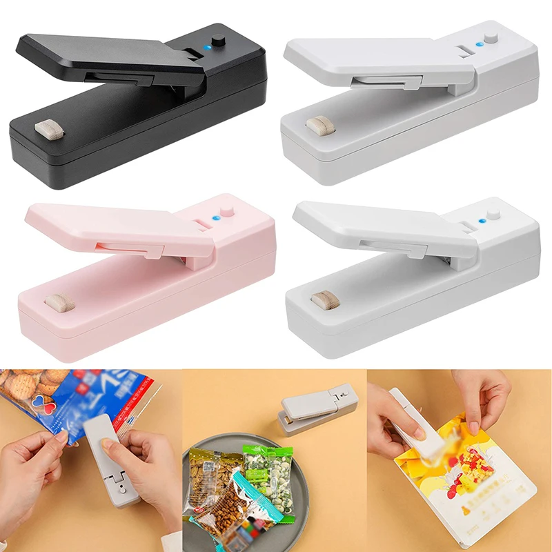 

Portable Bag Sealer 2-in-1 Mini Plastic Heat Sealers Rechargeable Handheld Vacuum Heat Sealers Cutter for Food Snacks Storage