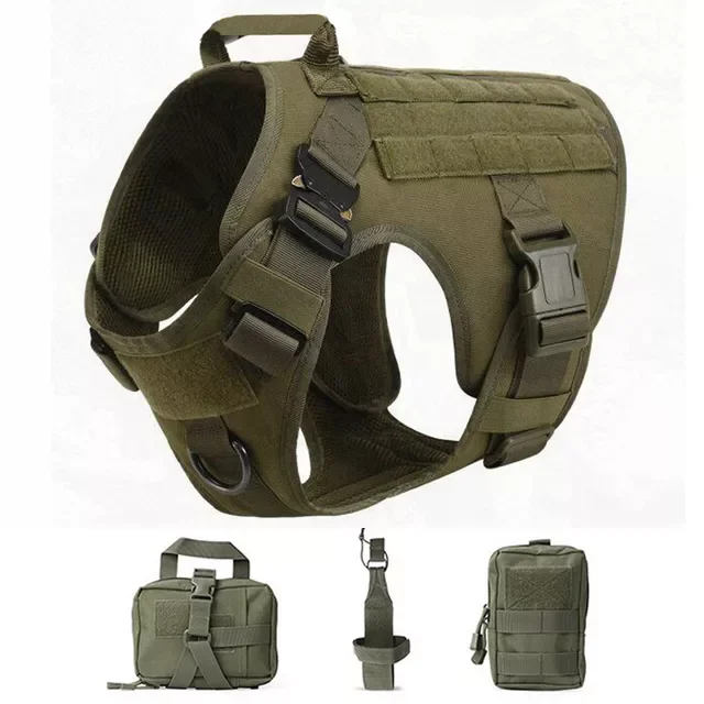 

Dog Harness Leash Metal Buckle MOLLE German Shepherd Pet Large Big Dogs Military Training K9 Padded Quick Release Vest