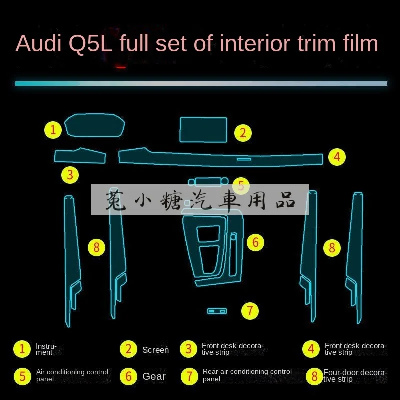 

For 22 Audi Q5L/A4L/A6L interior film screen control TPU transparent film protection special BC column decoration