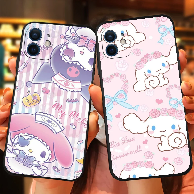 

Cute Hellokitty kuromi Phone Case For IPhone 11 12 Pro MAX 8 Plus XS XR XS Max 13 Pro 7 8 6S Cartoon color Silicone Case Gift