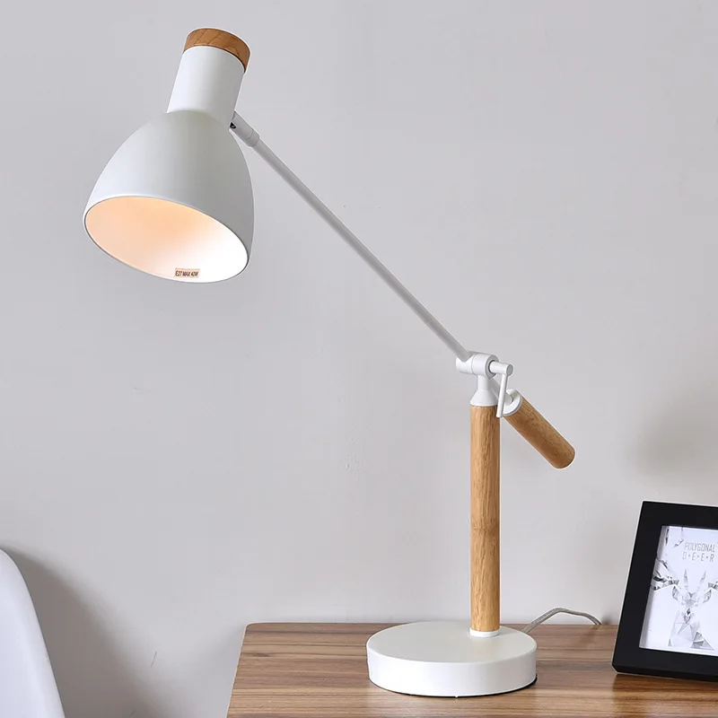 

Modern Wooden Art Iron LED Table Lamp Nordic Desk Lamp Eye Protection Reading Table Lamp Living Room Bedroom Home Decor