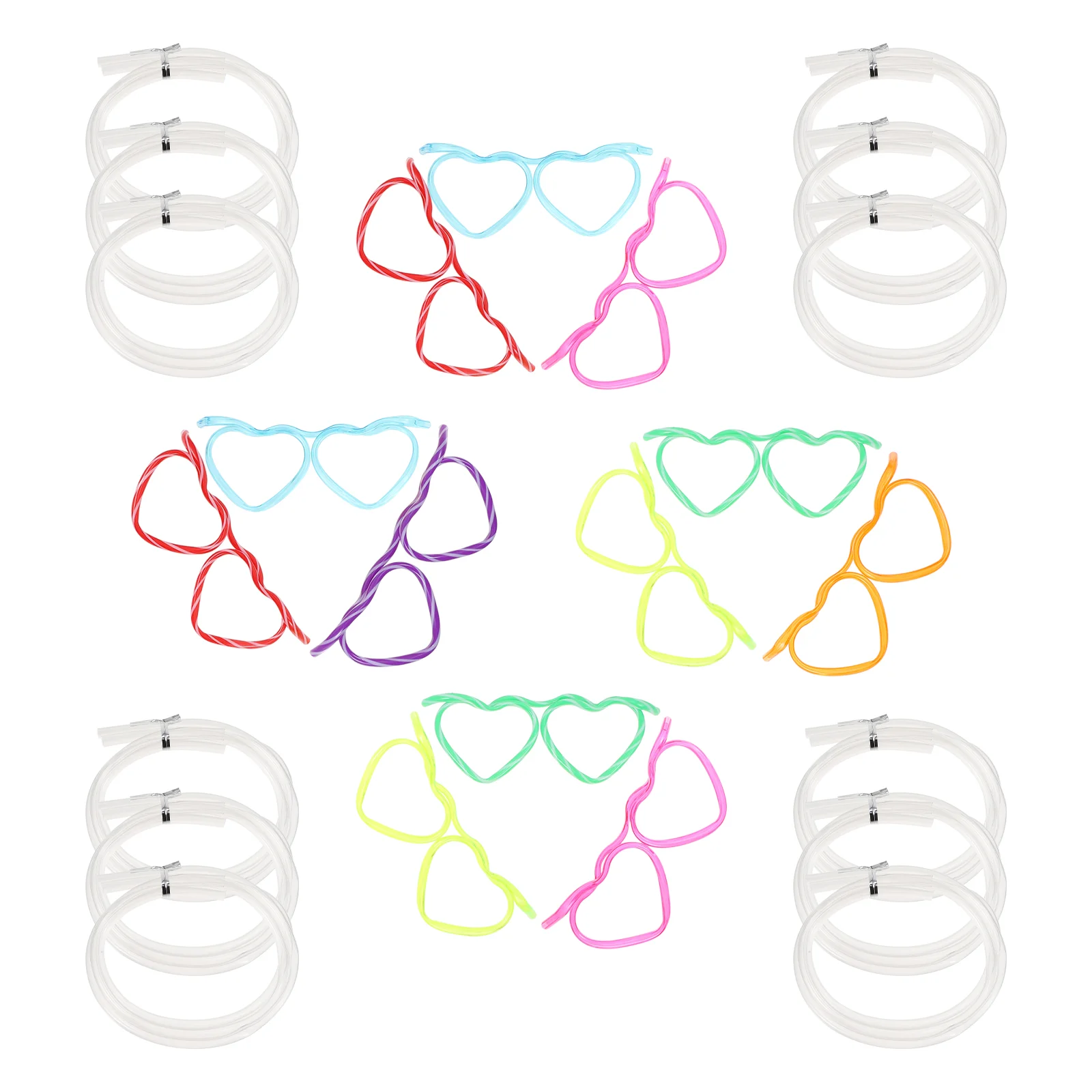 

12Pcs Creative Glasses-shaped Drinking Straws DIY Kids Straws (Assorted Color)