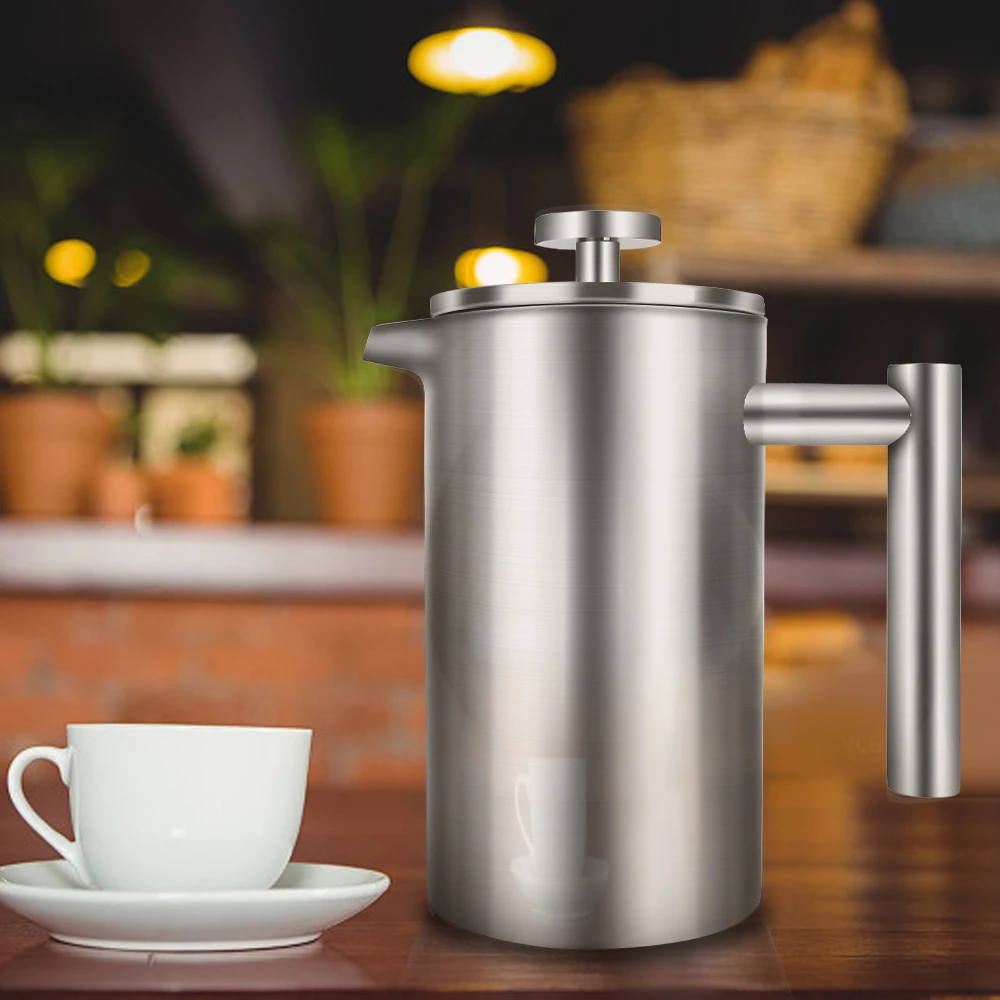 

Coffee Percolator Pot Large Capacity Stainless Steel Tea Maker Pot Espresso Coffee Machine French Press Coffee Maker Double Wall