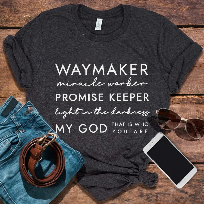 

Waymaker Shirt Christian Tees Christian Womens Clothing Gothic Faith Tees Halloween Women Religious Shirt Jesus Ladies Tops L