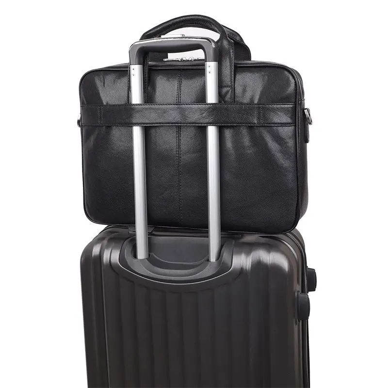 Large Business Handbag Men Genuine Leather Briefcase Male Grain Leather Shoulder Bag Top Cowhide Messenger Bag for 15.6