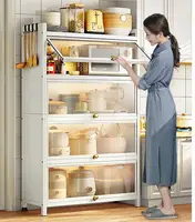 Kitchen shelving floor multi-storey shelving cabinet with door multi-functional cabinet bowls, chopsticks, plates, pans,