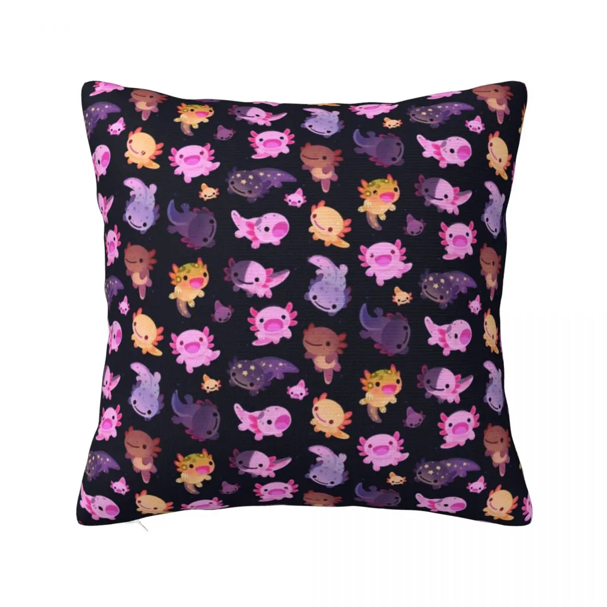 

Kawaii Happy Axolotl Pillowcase Soft Fabric Cushion Cover Gift Cute Cartoon Salamander Throw Pillow Case Cover Zippered 45X45cm