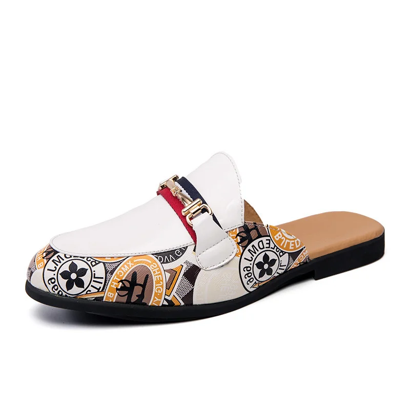 

Origin straight 2021 summer new British style leisure fashion trend breathable semi flip flop leather shoes men's shoes