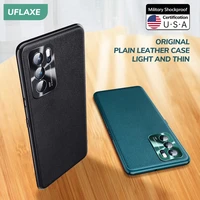 uflaxe original plain leather case for oppo reno 6 pro plus 5g camera protection back cover shockproof hard casing