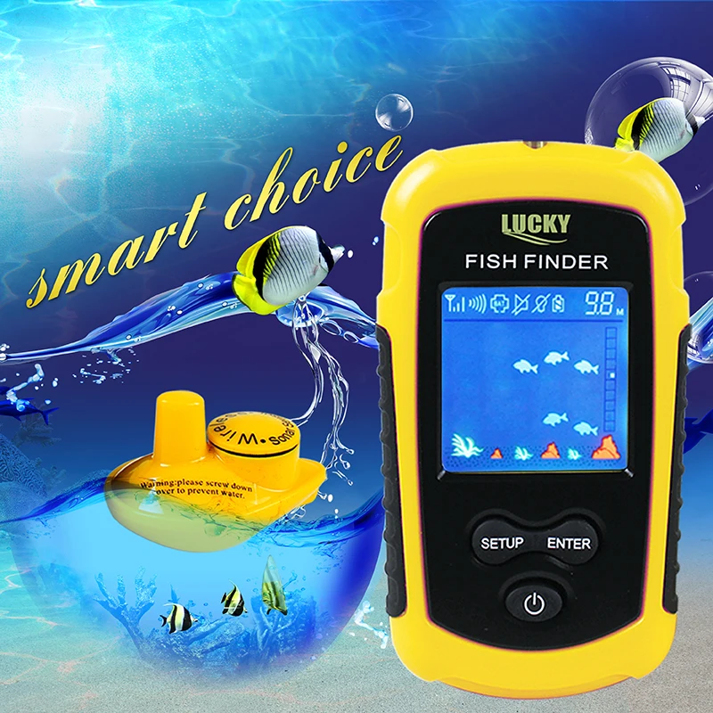 LUCKY FFCW1108-1 Sonar Fish Finder Wireless 120m Wireless Fishing Finder Alarm 40M/130FT Deeper Fishfinder For Shore Fishing 2