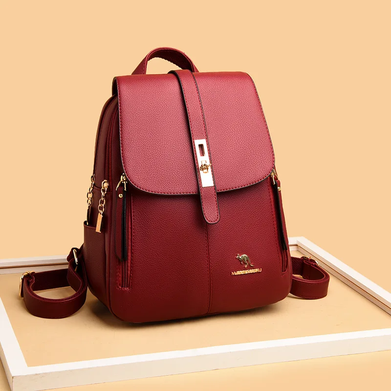 High Quality Leather Female Backpack Women Large Capacity Purses Vintage Bag School Bags Travel Bagpack Ladies Bookbag Rucksack