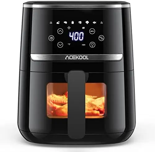 

Fryer 5 Quart, Digital Display Air Fryer Toaster Oven Combo with 8 Cooking Presets Oilless Cooker for Quick Meal, Visible Window