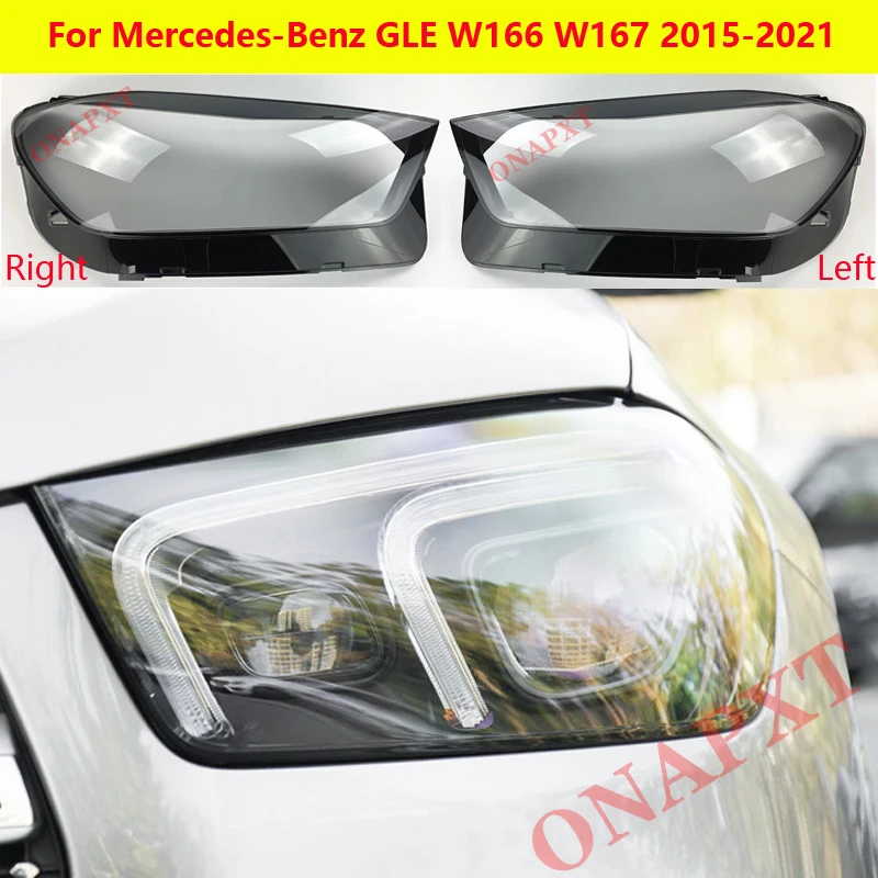 Car Light Caps Transparent Lampshade Front Headlight Cover Glass Lens Shell For Mercedes-Benz GLE W166 W167 2015-2021