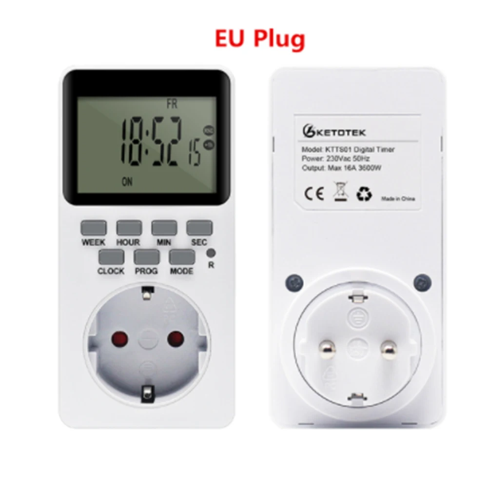

Electronic Digital Socket With Timer Switch EU UK AU US Plug Hour Counter Kitchen Time Outlet Programmable Relay 220v Stopwatch