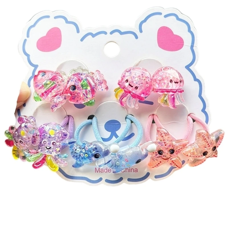 2 шт. новые эластичные ленты для волос с морскими животными девочек аксессуары