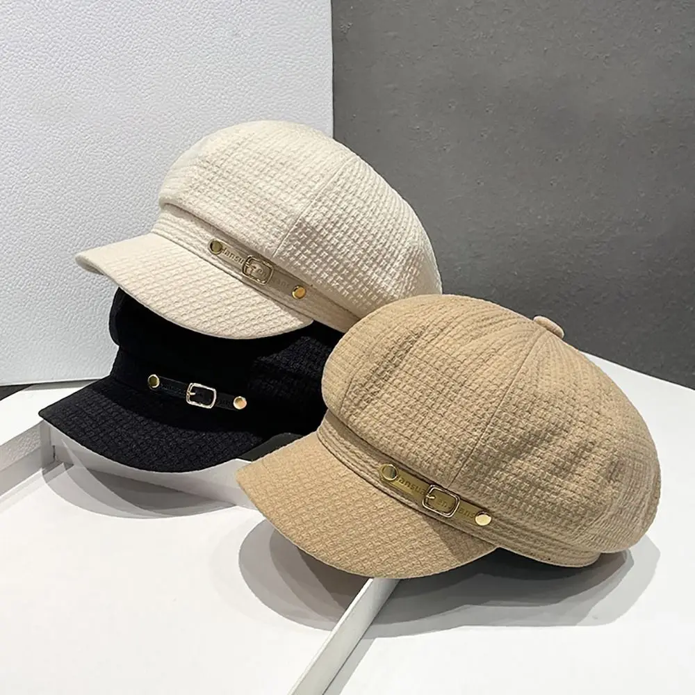 

Elegant Vintage Artist Hat Solid Color Keep Warm For Girls Korean Style Beret Octagonal Cap Women Visors Cap Painter Hat