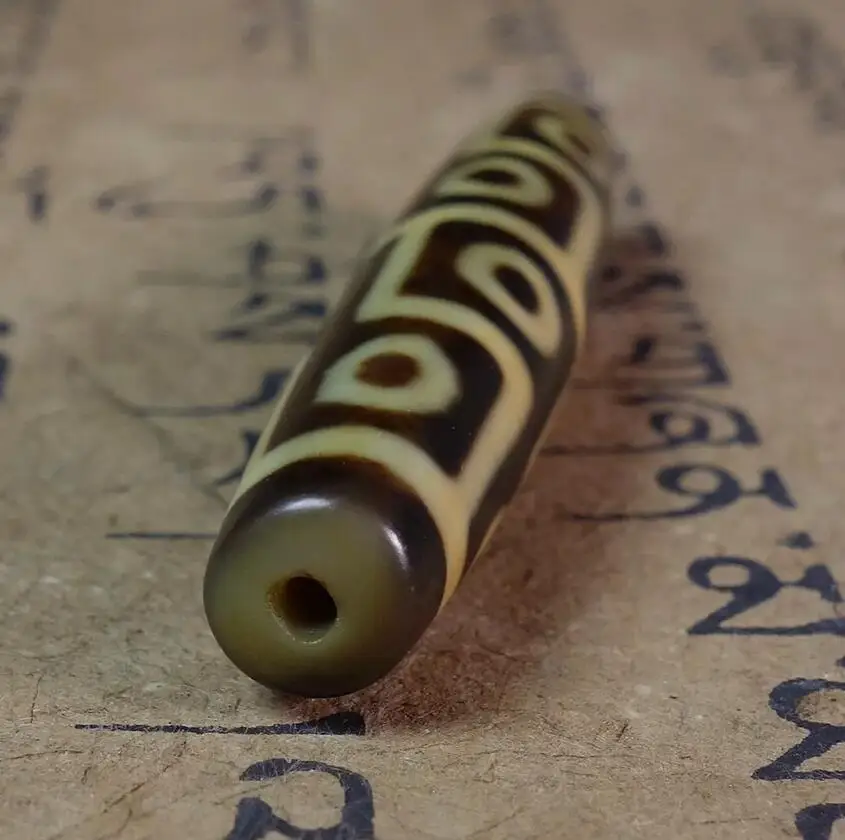 Тибетские бусины Дзи старый агат желтая линия 12-глазный тотем-амулет кулон GZI # 3959